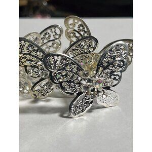 Silver Butterfly Rhinestone Hair Pins (5)